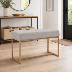 Velvet Bench 80cm Grey Hallway Seating Upholstered Entryway Living Room