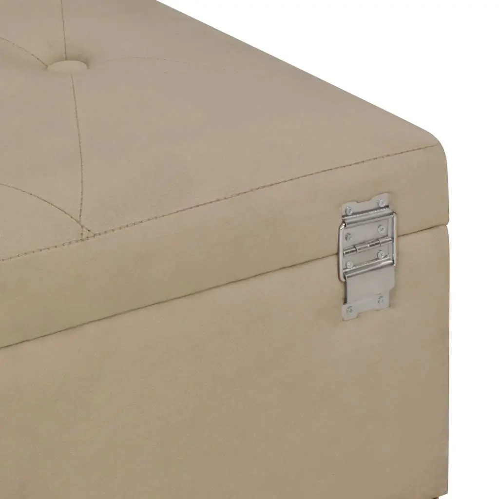 Storage Bench Beige Velvet Upholstered 105 cm with Interior Compartment and Iron Legs