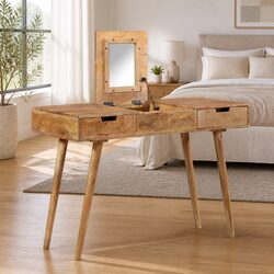 Dressing Table 112x45x76 cm Bedroom Vanity with Mirror 2 Drawers 4 Compartments