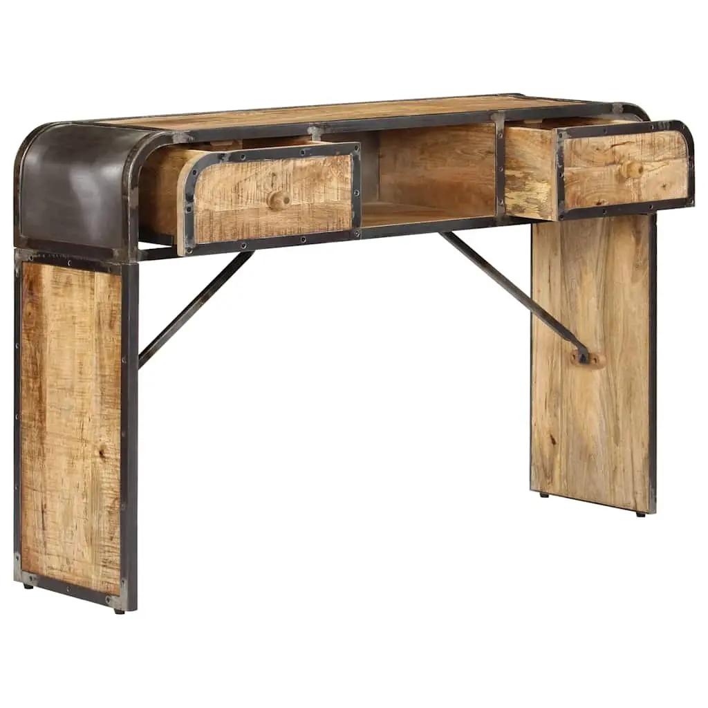 Sideboard Antique Style 120x30x75cm Solid Mango Wood with Iron Frame Brown