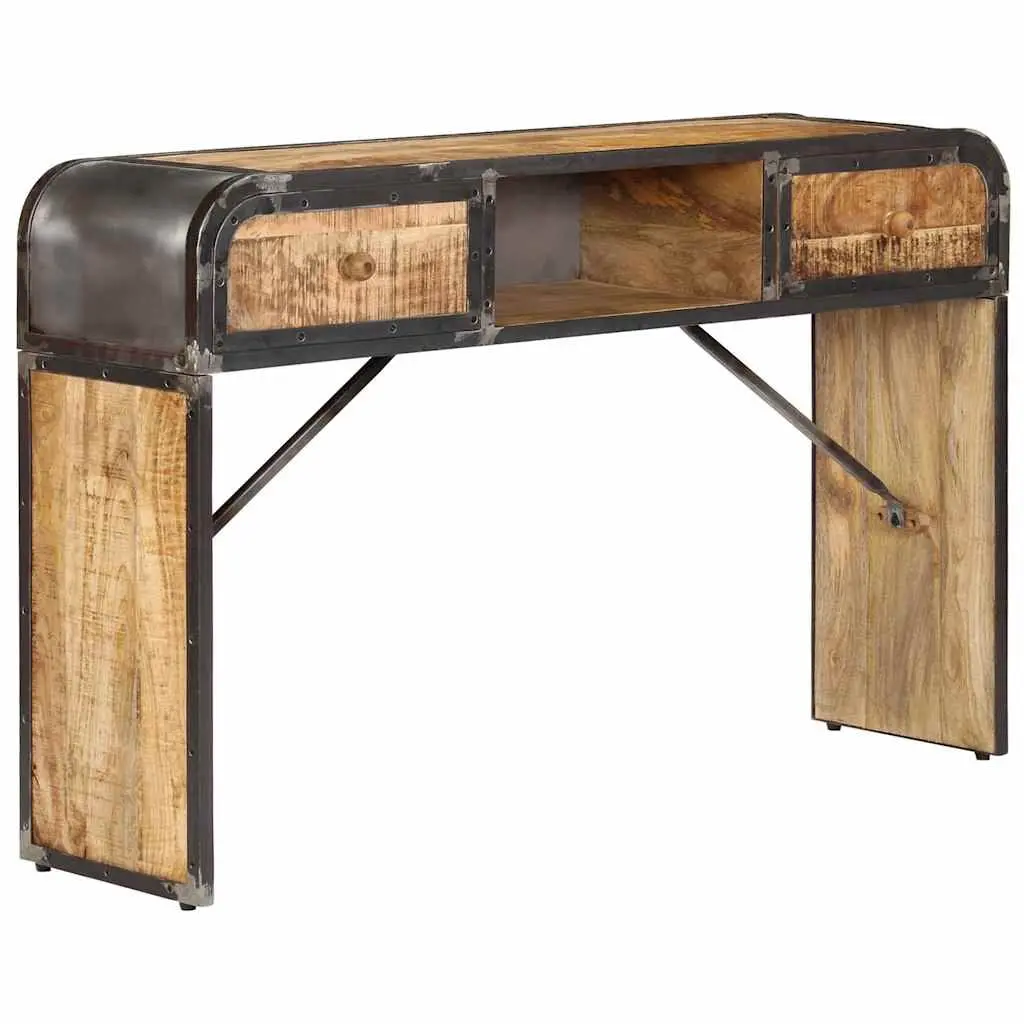 Sideboard Antique Style 120x30x75cm Solid Mango Wood with Iron Frame Brown