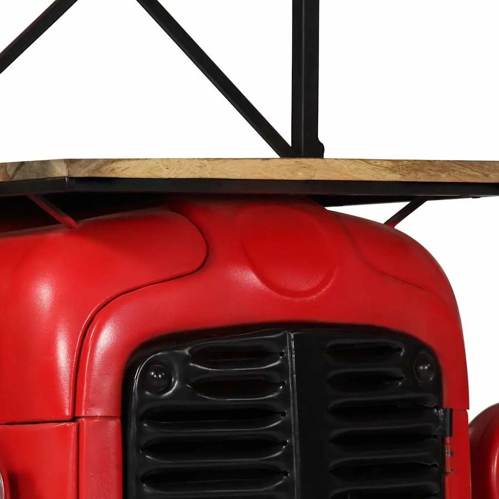 Solid Mango Wood Tractor Wine Cabinet 49x31x172cm Red 2 Shelves 9 Bottle Holders