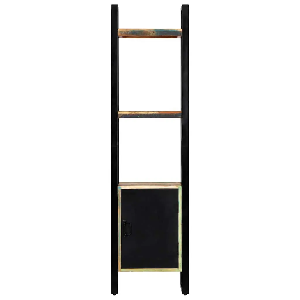 Reclaimed Wood Bookshelf Storage Cabinet with 1 Door and 3 Open Shelves 45x30x171 cm Multicolour