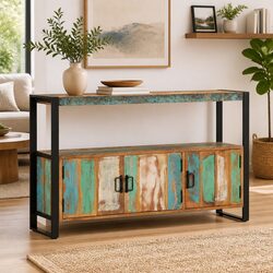 Solid Reclaimed Wood Sideboard 120x30x75 cm Storage Cabinet Brown Vintage