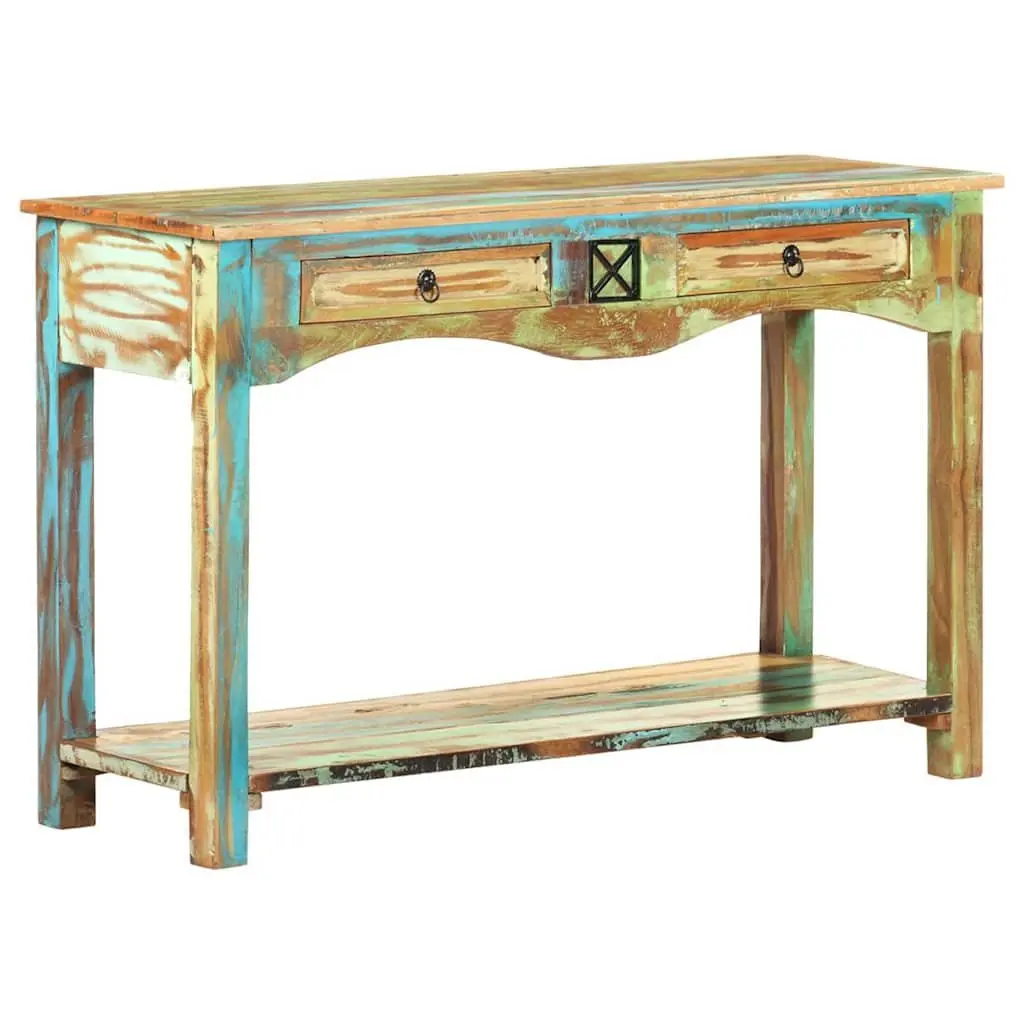 Console Table Solid Reclaimed Wood 120x40x75cm Multicolour Drawers Shelf