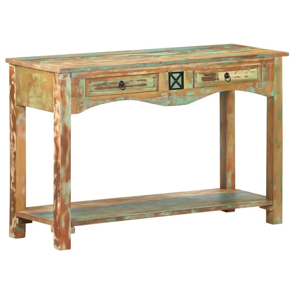 Console Table Solid Reclaimed Wood 120x40x75cm Multicolour Drawers Shelf