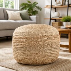 Handmade Jute Pouffe Footstool Braided Foot Rest Living Room Seating Ottoman