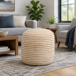 Handmade Jute Pouffe Footstool Braided Ottoman Foot Rest Home Decor 40x45cm