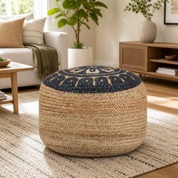 Handmade Pouffe Footstool Braided Jute Foot Rest Ottoman Lounge Relaxation