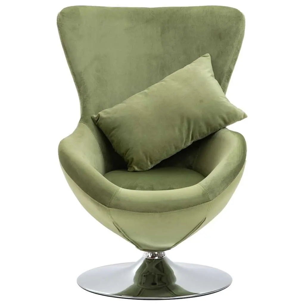 Swivel Egg Chair 360 Degree Green Velvet Upholstered Armchair