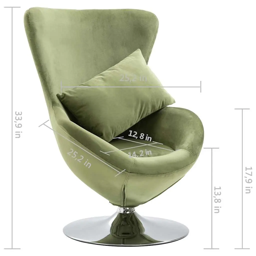 Swivel Egg Chair 360 Degree Green Velvet Upholstered Armchair