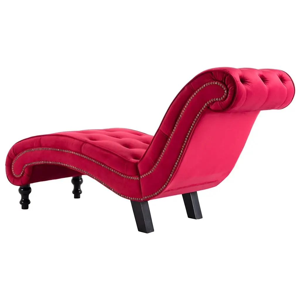 Chaise Lounge Velvet Button Tufted Accent Chair Red