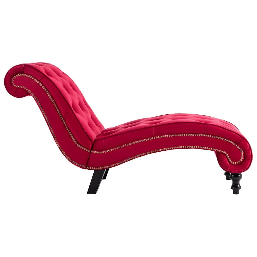 Chaise Lounge Velvet Button Tufted Accent Chair Red