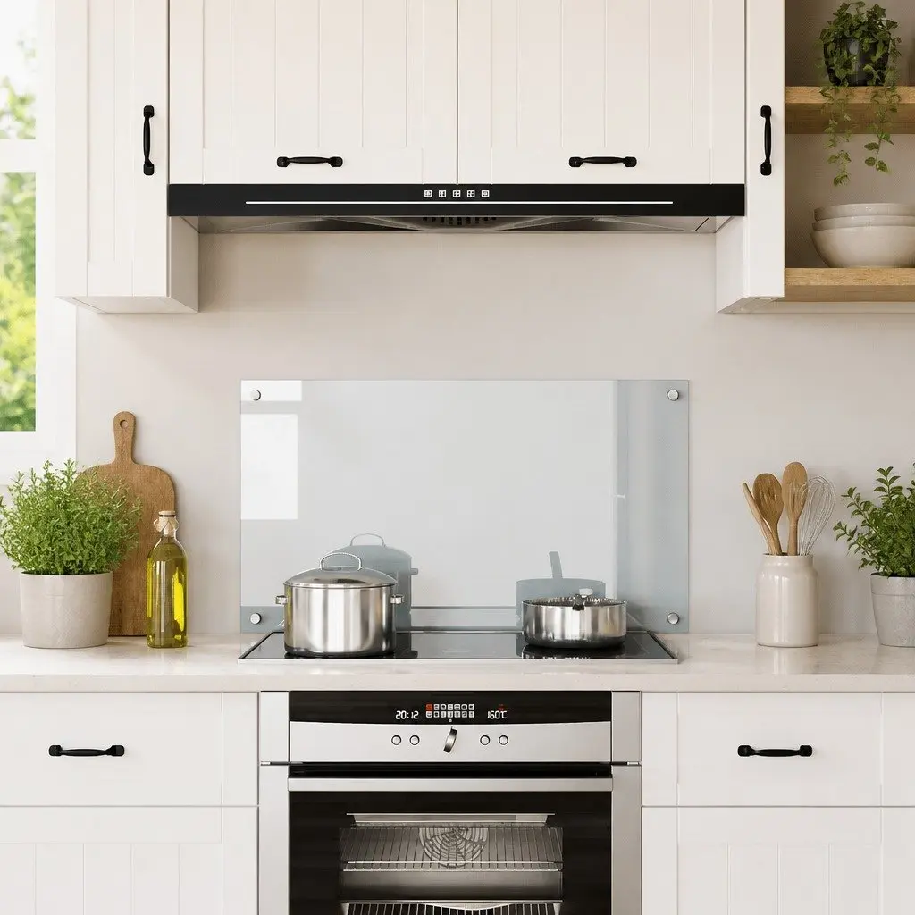 Tempered Glass Splashback Kitchen Backsplash 90x50 cm Transparent Wall