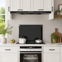 Kitchen Backsplash Tempered Glass Splash Guard 70x50 cm Black Heat Resistant