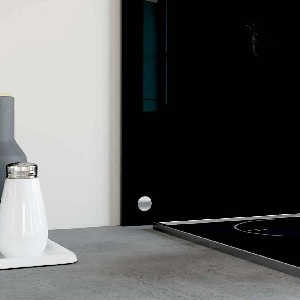 Kitchen Backsplash Tempered Glass Splash Guard Heat Resistant 70x50 cm Black