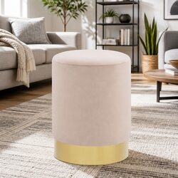 Barrel Stool Velvet Upholstered Side Table Lightweight Compact Footrest