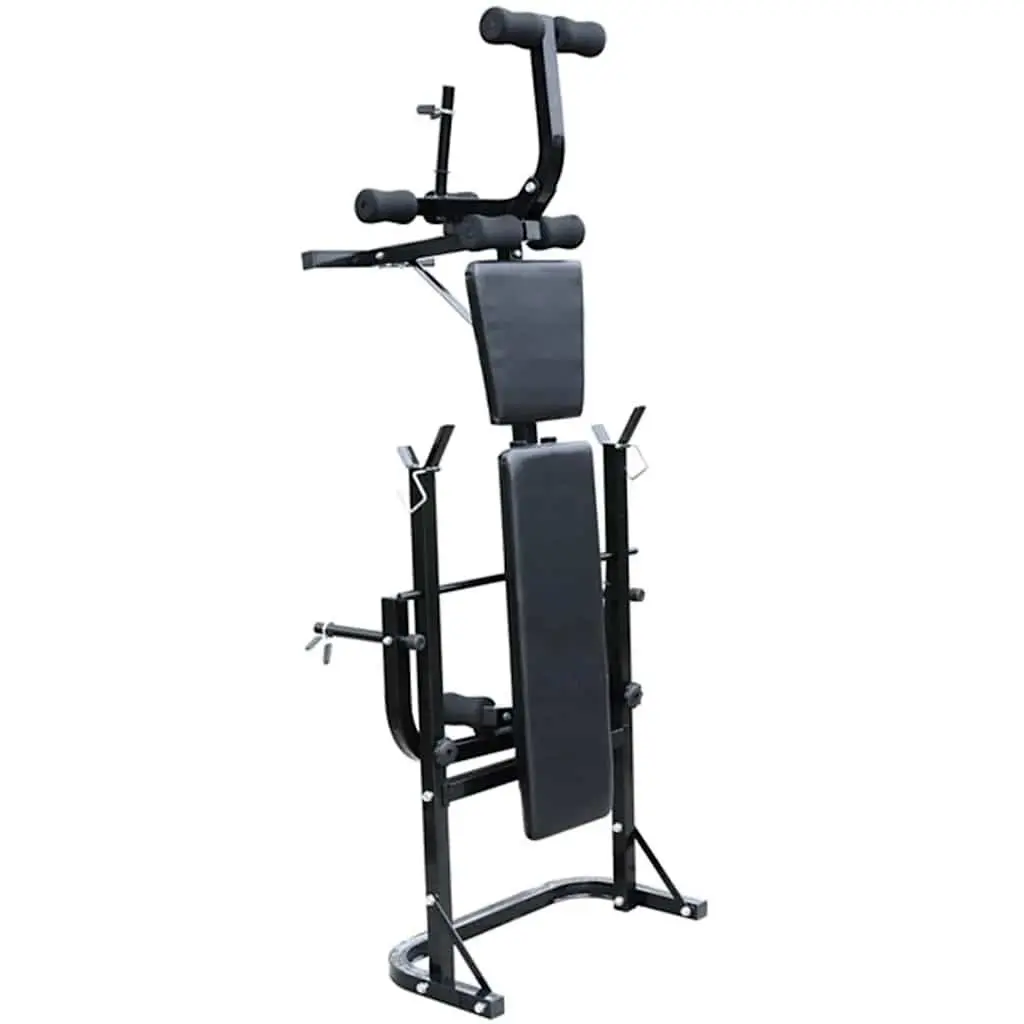 Folding Weight Bench with Dumbbell Barbell Set Home Gym Equipment White