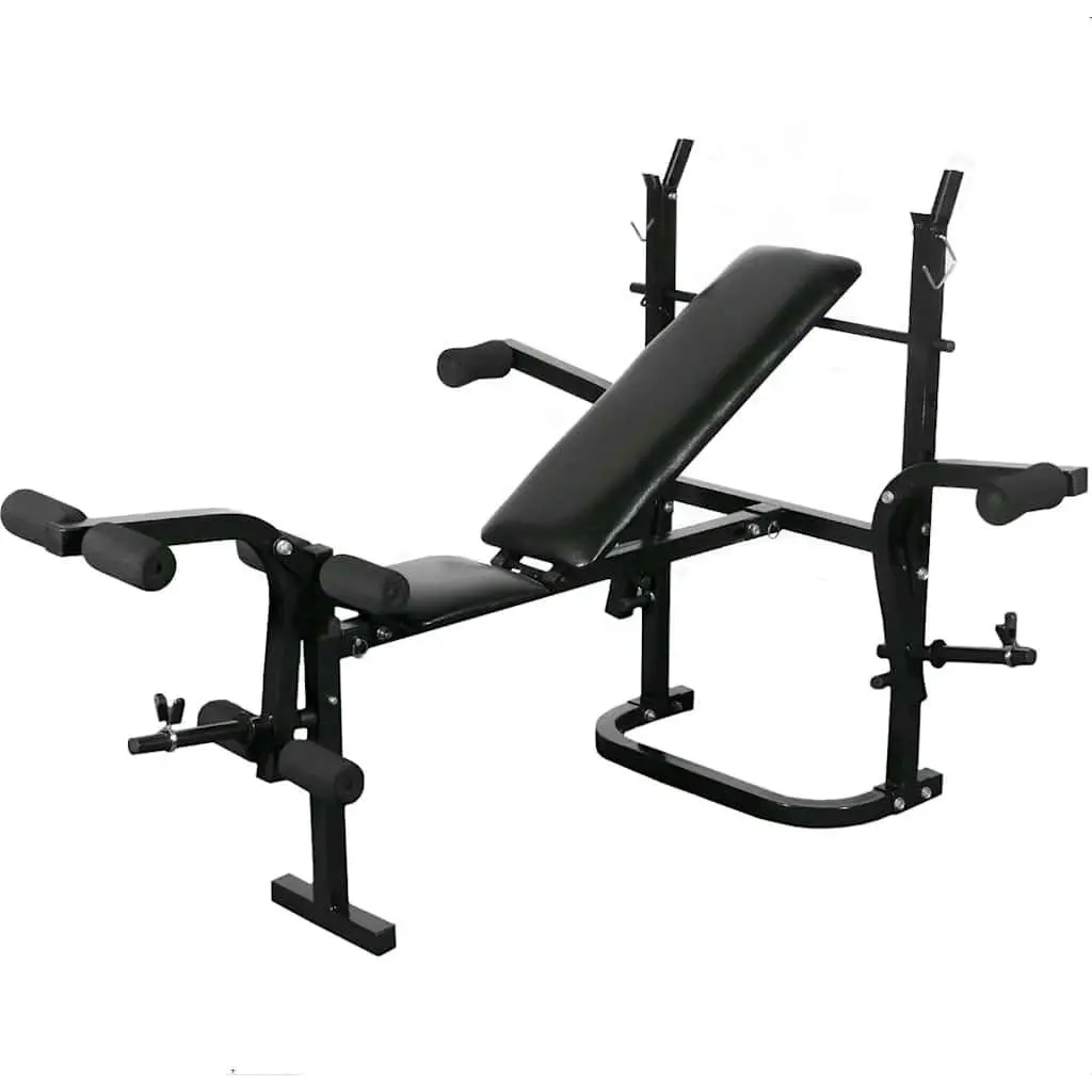 Folding Weight Bench with Dumbbell Barbell Set Home Gym Equipment White