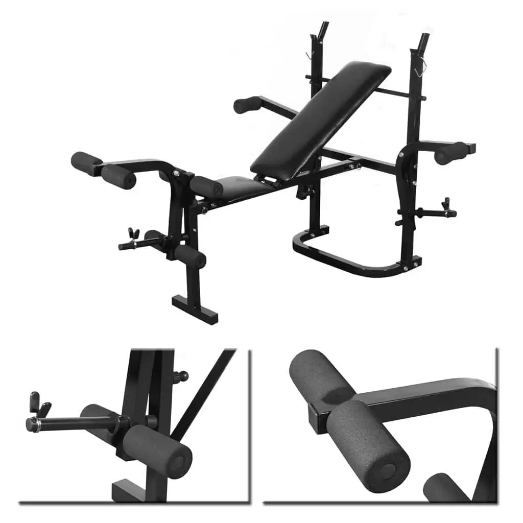 Folding Weight Bench with Dumbbell Barbell Set Home Gym Equipment White