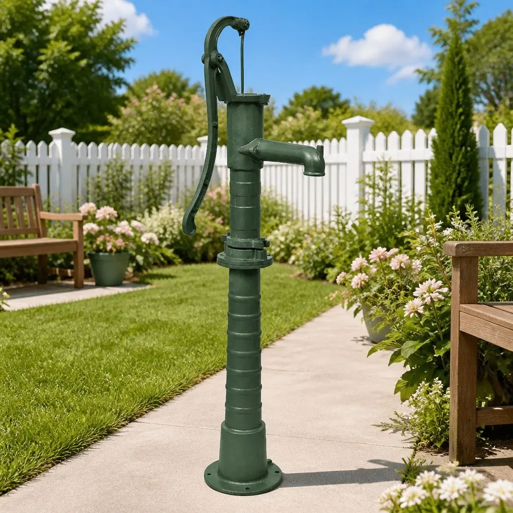 Hand Water Pump with Stand Cast Iron Green Draw Water from 8M Deep