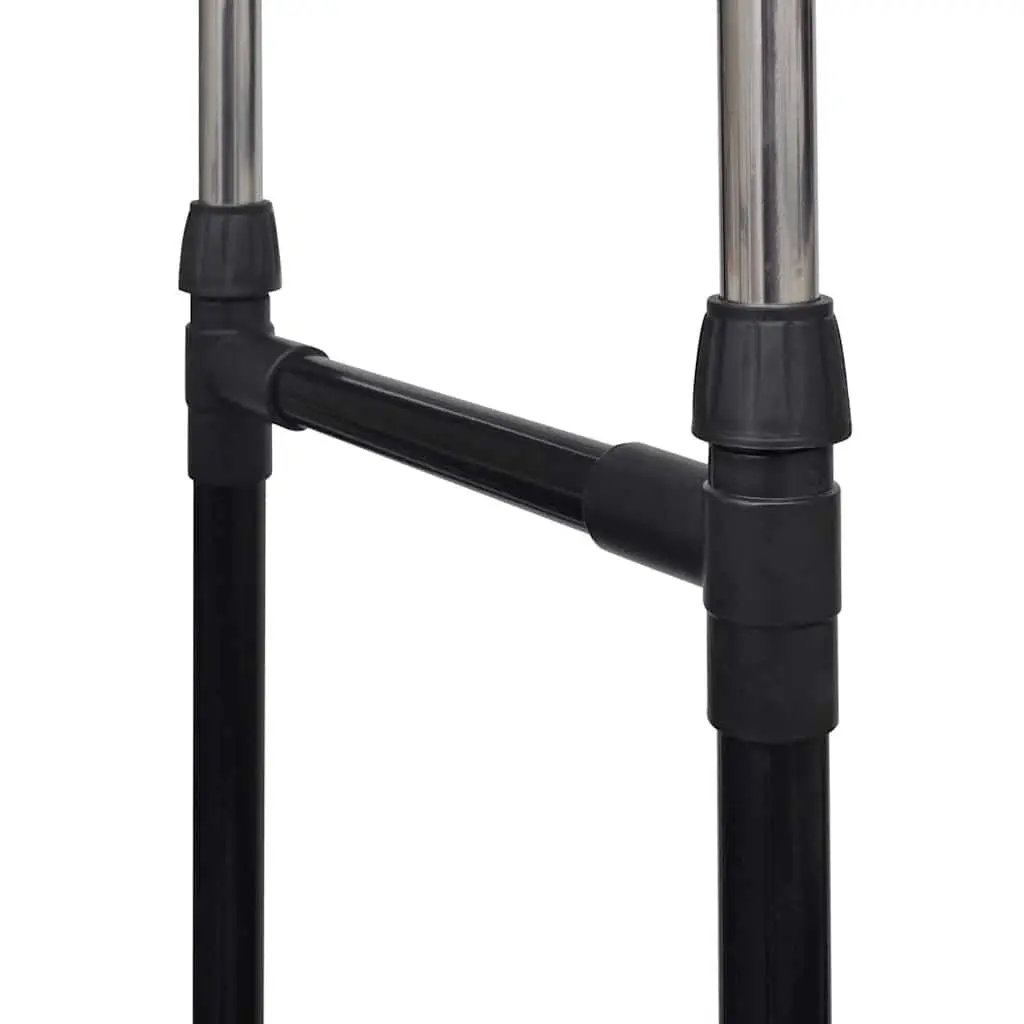 Adjustable Clothes Rack with 2 Hanging Rails Height Adjustable Black Stainless Steel 2 Piece