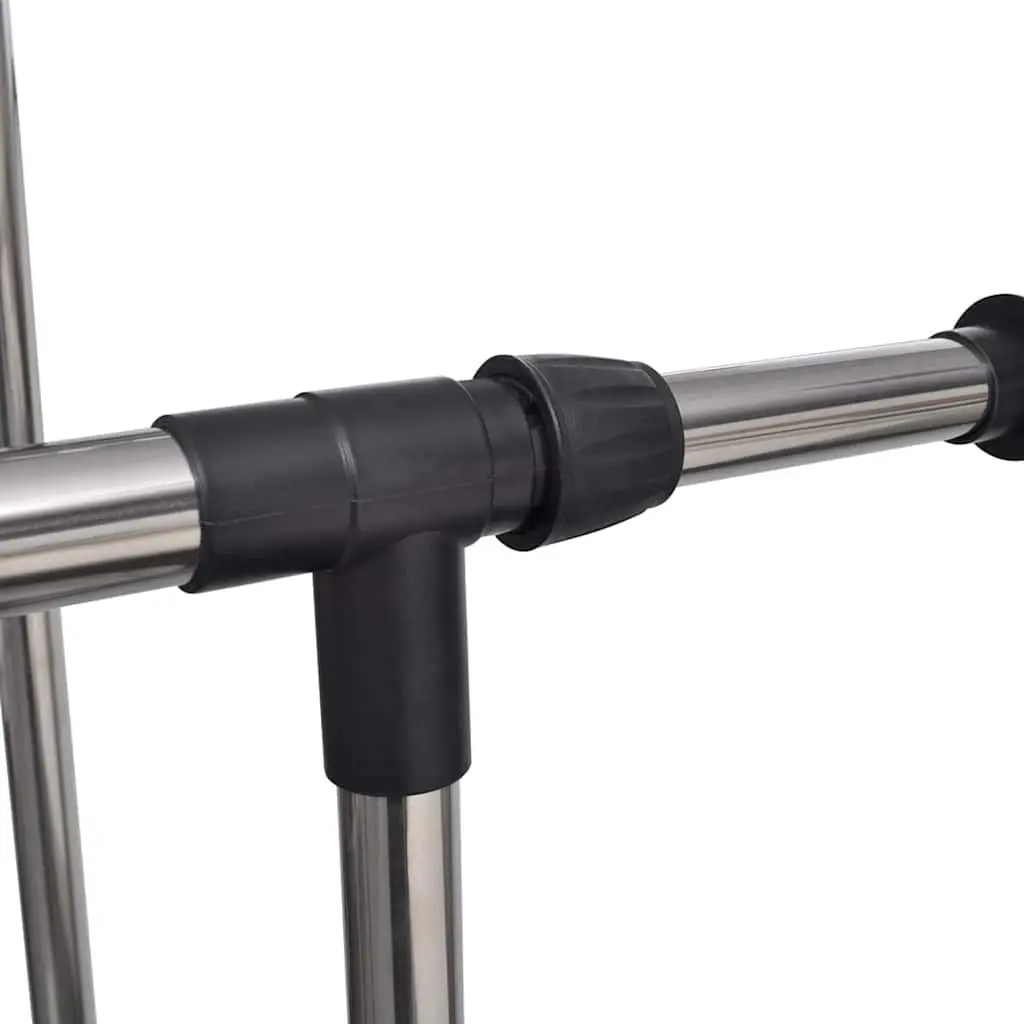 Adjustable Clothes Rack with 2 Hanging Rails Height Adjustable Black Stainless Steel 2 Piece