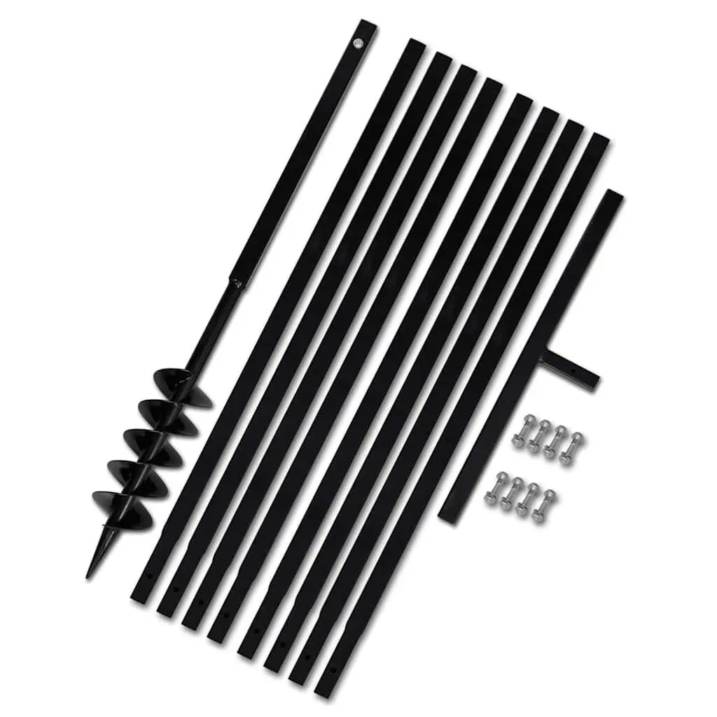 Ground Drill 100mm Steel Auger with Handle and 8 Extension Tubes for Soil Digging and Planting