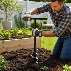 Ground Drill Auger 100mm with Handle Extension Tubes 13m Soil Aeration