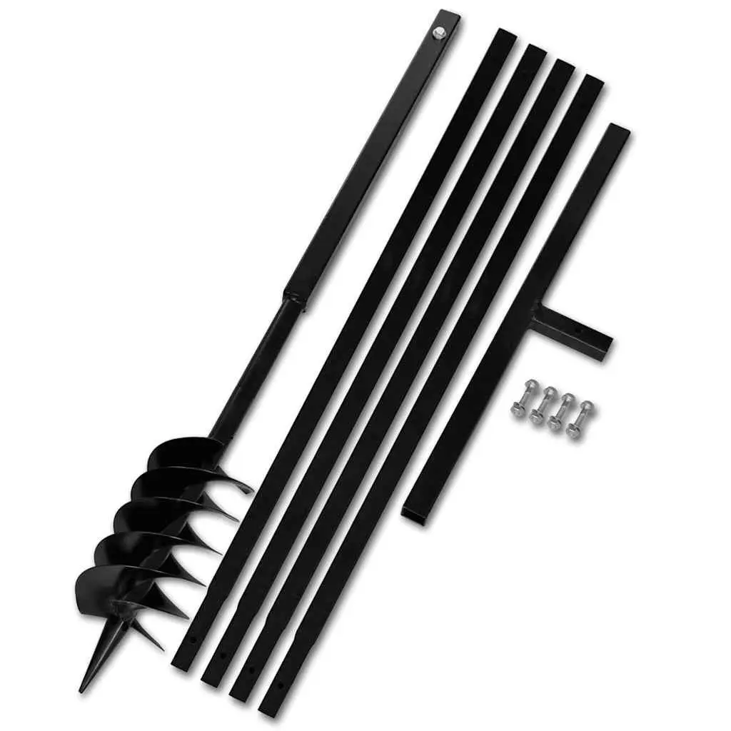 Ground Drill 120mm Steel Auger with Long Handle and 5m Extension Tubes for Soil Aeration and Digging