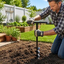 Ground Drill Auger 120mm with Handle Extension Tubes 13m Steel Soil Aerator