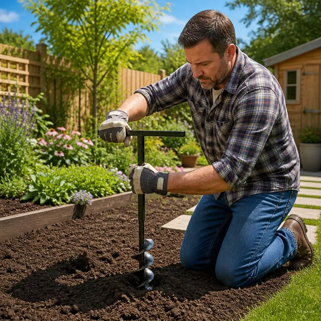 Ground Drill Auger 180mm Ergonomic Handle 9m Extension Tubes Soil Aeration Gardening