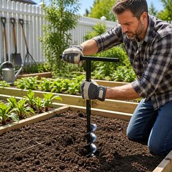 Ground Drill with Handle 200mm Auger Soil Drilling Tool Extension Tubes Steel