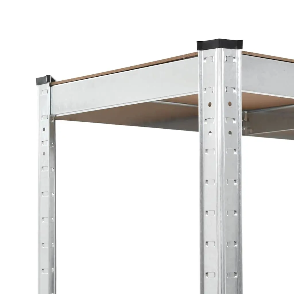 Storage Shelf Unit Heavy Duty Steel Frame Silver 2 Pieces