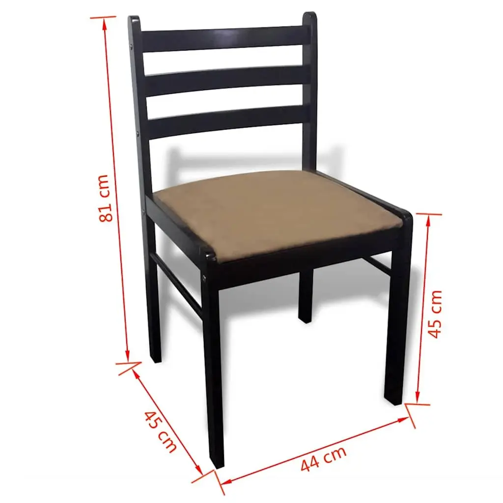 Dining Chairs Set 6 Piece Padded Seat Solid Rubberwood Brown