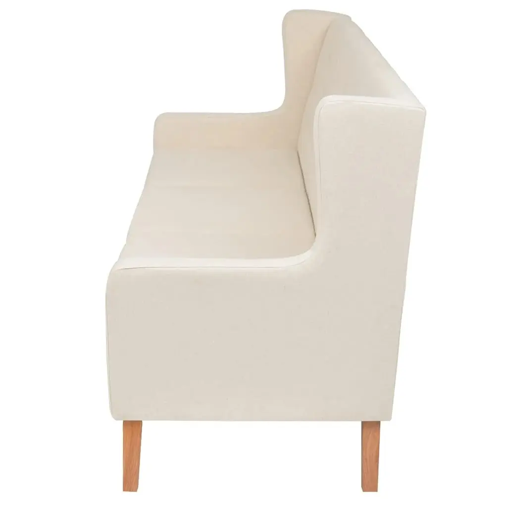 2-Piece Sofa Set with Armchair Foam Padded Cream White Fabric 3-Seater
