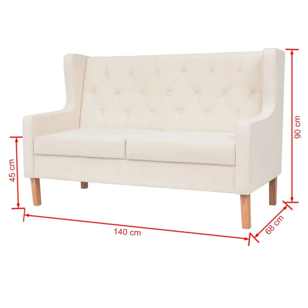 Fabric Sofa Set 2 Pieces Soft Upholstered White 2-Seater 3-Seater