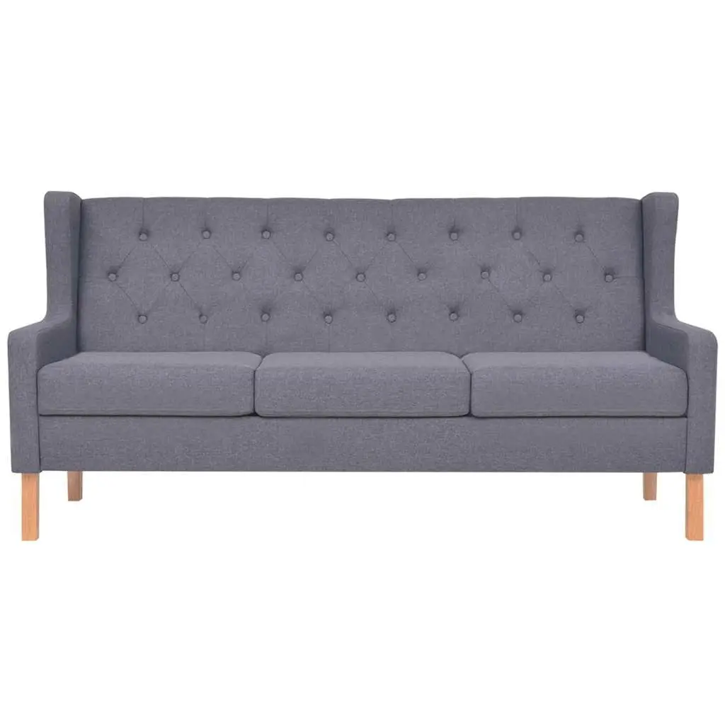 Sofa Set Grey Fabric 2 Pieces Armchair 3-Seater