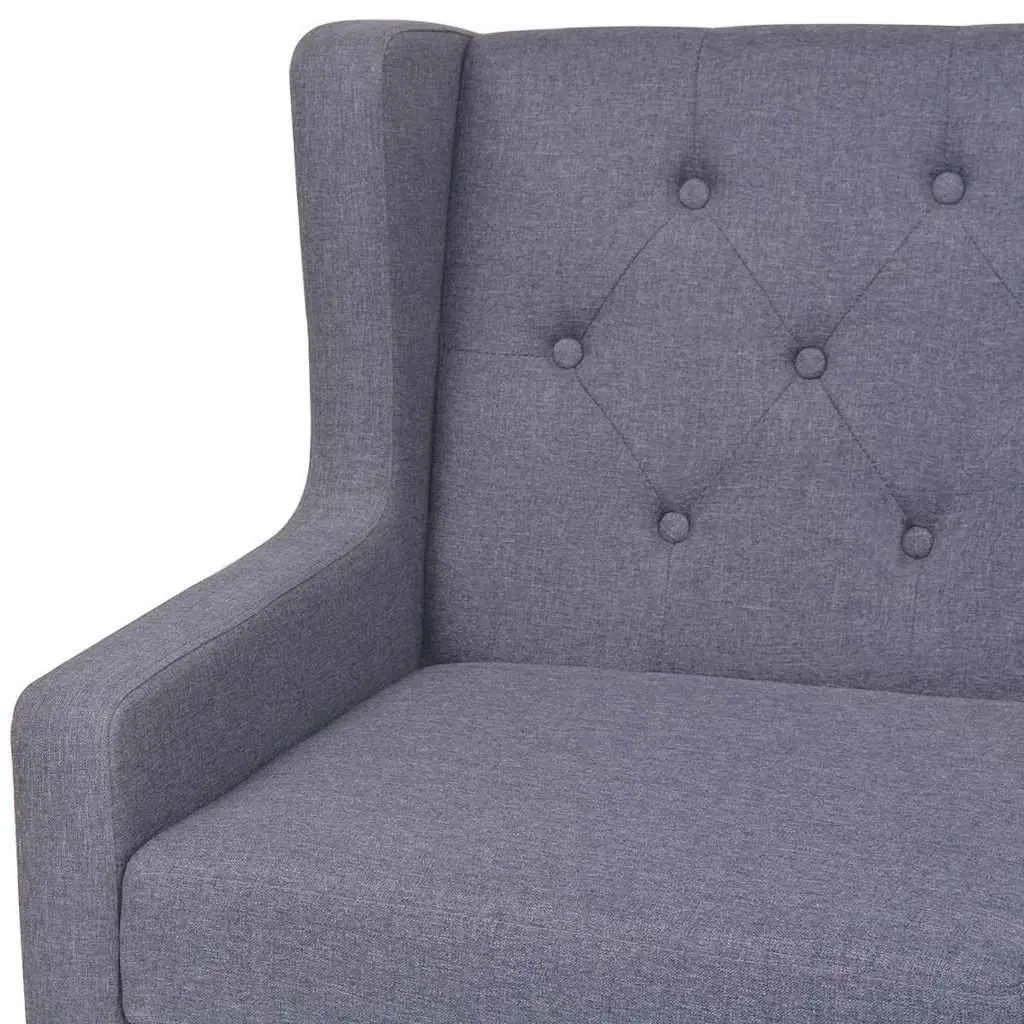 Sofa Set Grey Fabric 2 Pieces Armchair 3-Seater