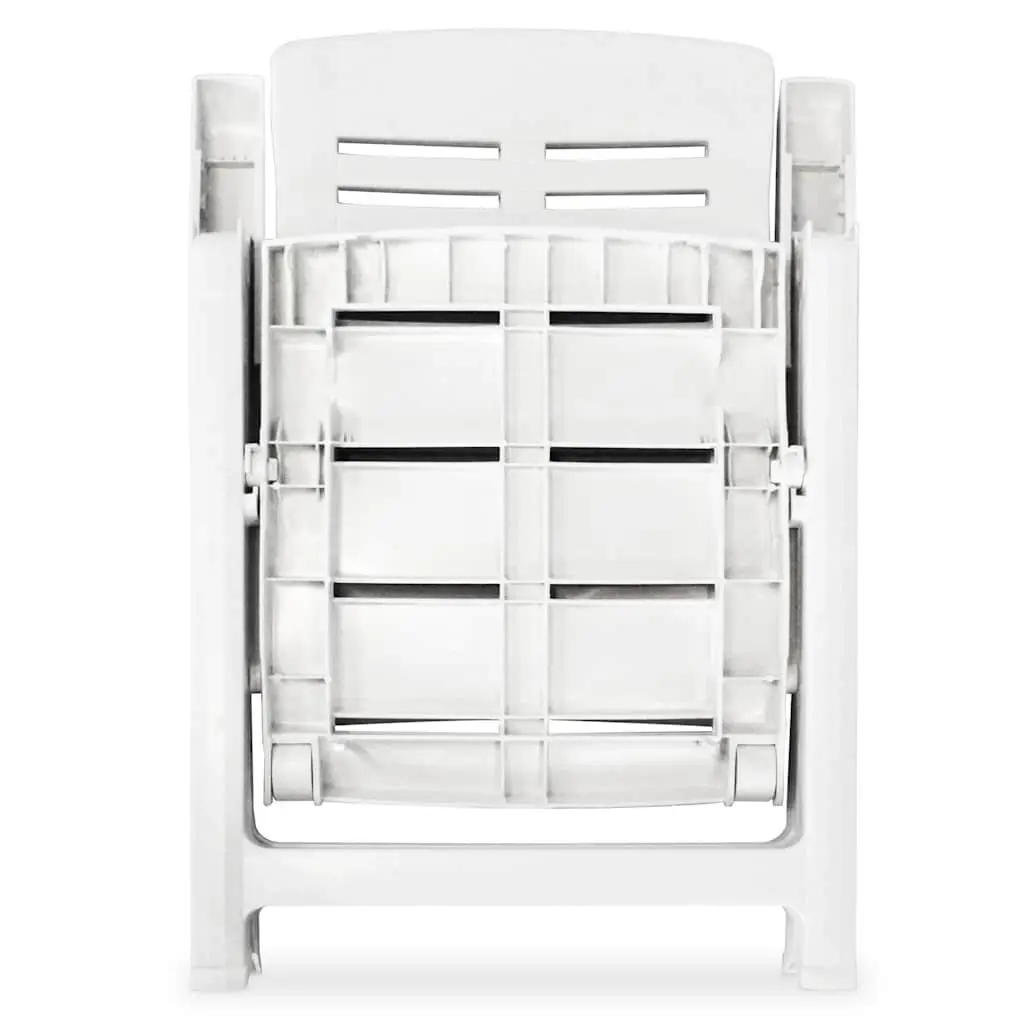 Reclining Garden Chairs Set 6 Piece Weather Resistant Plastic White Folding Outdoor Patio Seating