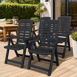Outdoor Reclining Chairs Set 4 pcs Anthracite Plastic Garden Patio Seating