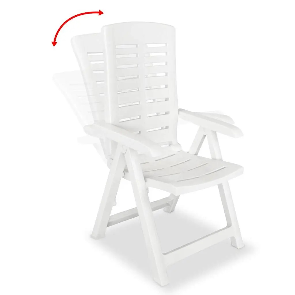 Outdoor Bistro Set Weather-Resistant 3 Piece White Garden Patio Dining Table Folding Chairs