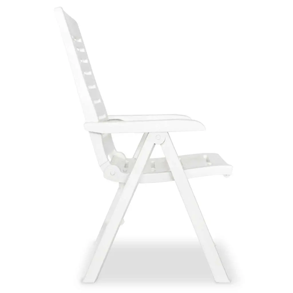 Outdoor Dining Set 7 Piece Weather-Resistant White Plastic Garden Table Folding Chairs