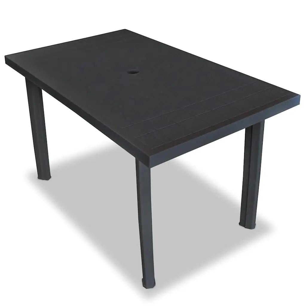 Outdoor Dining Set 5 Piece Weather-resistant Plastic Table with Umbrella Hole and Folding Chairs Anthracite