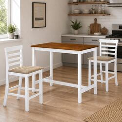 Bar Table and Stool Set 3 Pieces Kitchen Dining Furniture MDF Wood Dark Brown