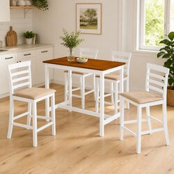 Bar Table and Stool Set 5 Pieces Kitchen Dining Furniture MDF Wood Dark Brown