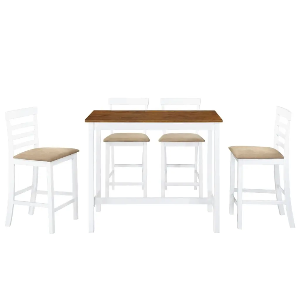 Bar Table and Stool Set 5 Pieces MDF Wood Dark Brown