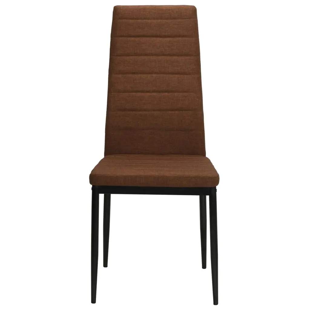 Dining Chairs Set 6 Piece Padded Backrest Brown Fabric