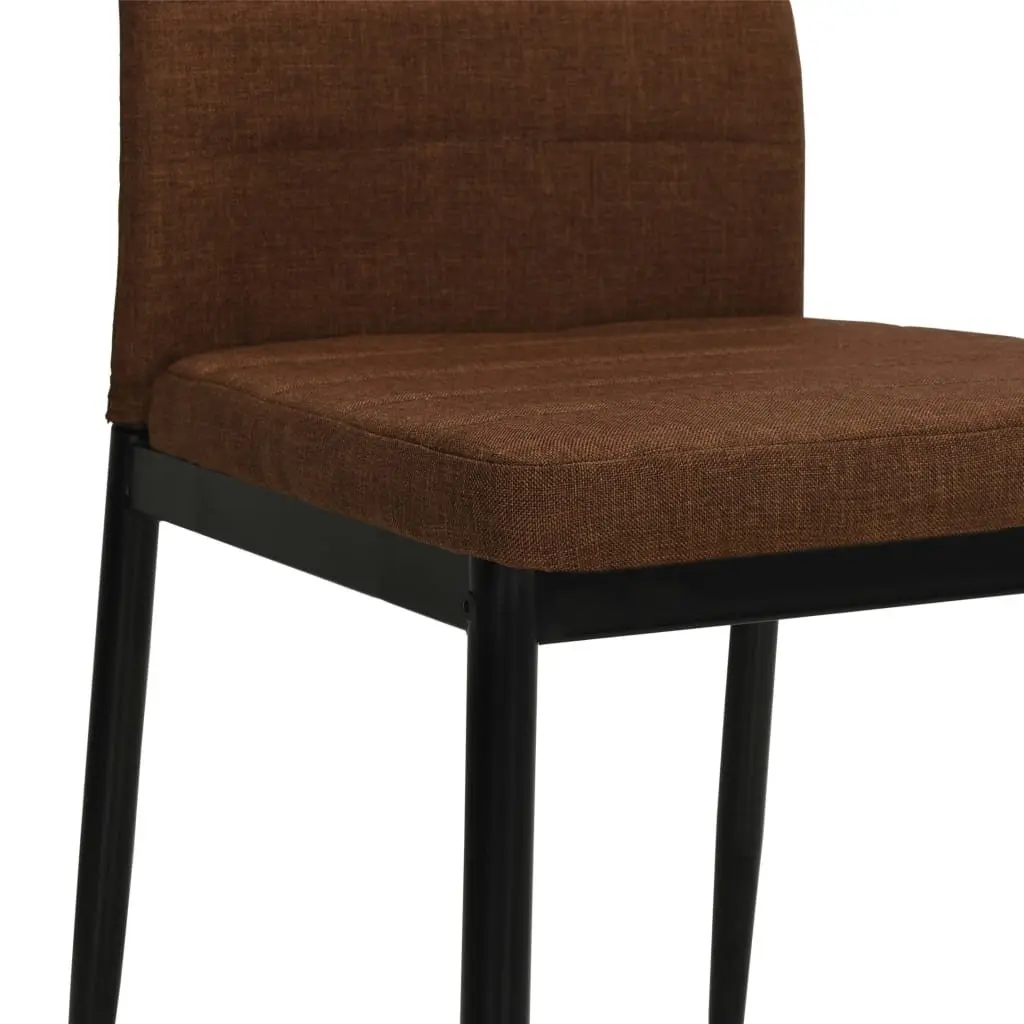 Dining Chairs Set 6 Piece Padded Backrest Brown Fabric