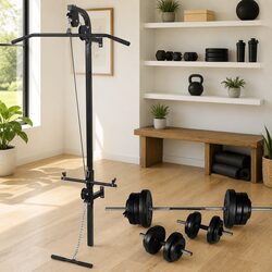 Wall-mounted Power Tower Home Gym Lat Pull-down Cable Machine Exercise Fitness